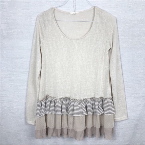 easel Tops - Easel Tunic Top Blouse Long Sleeve Size Small